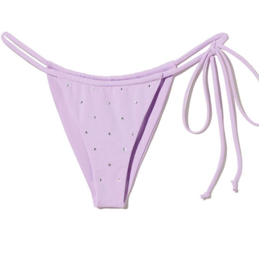 NWT Monica Hansen Rhinestone Lavender String Bikini Large Revolve